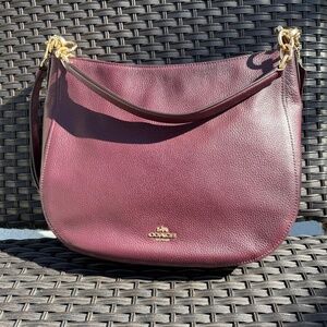 Coach Elle Structured Hobo Bag  Raspberry Pebbled Leather